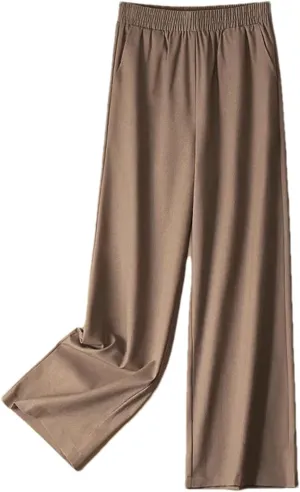 Women's High-Waisted Wide-Leg Pants  Cotton Linen Thin Slim Drape Straight-Leg Trousers for Summer Vacation Outfits