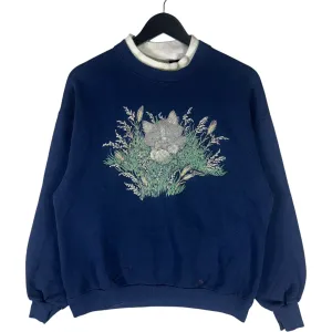 Women's Kitten In The Grass Mockneck Nature Crewneck