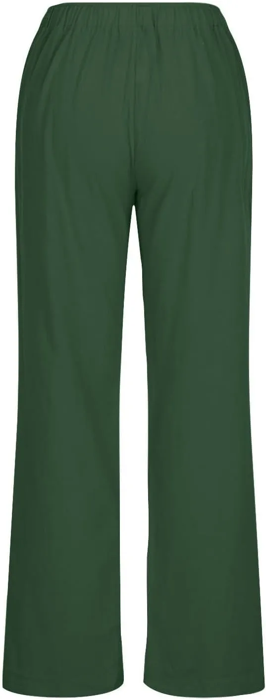 Womens Linen Pants Drawstring High Waist Casual Loose Fit Beach Pants Trendy Boho Straight Leg Trousers with Pockets