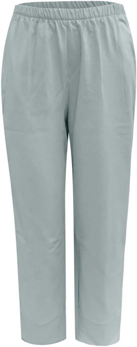 Womens Linen Pants for Summer High Waist Lightweight Lounge Trousers 2025 Trendy Casual Cropped Pants with Pockets