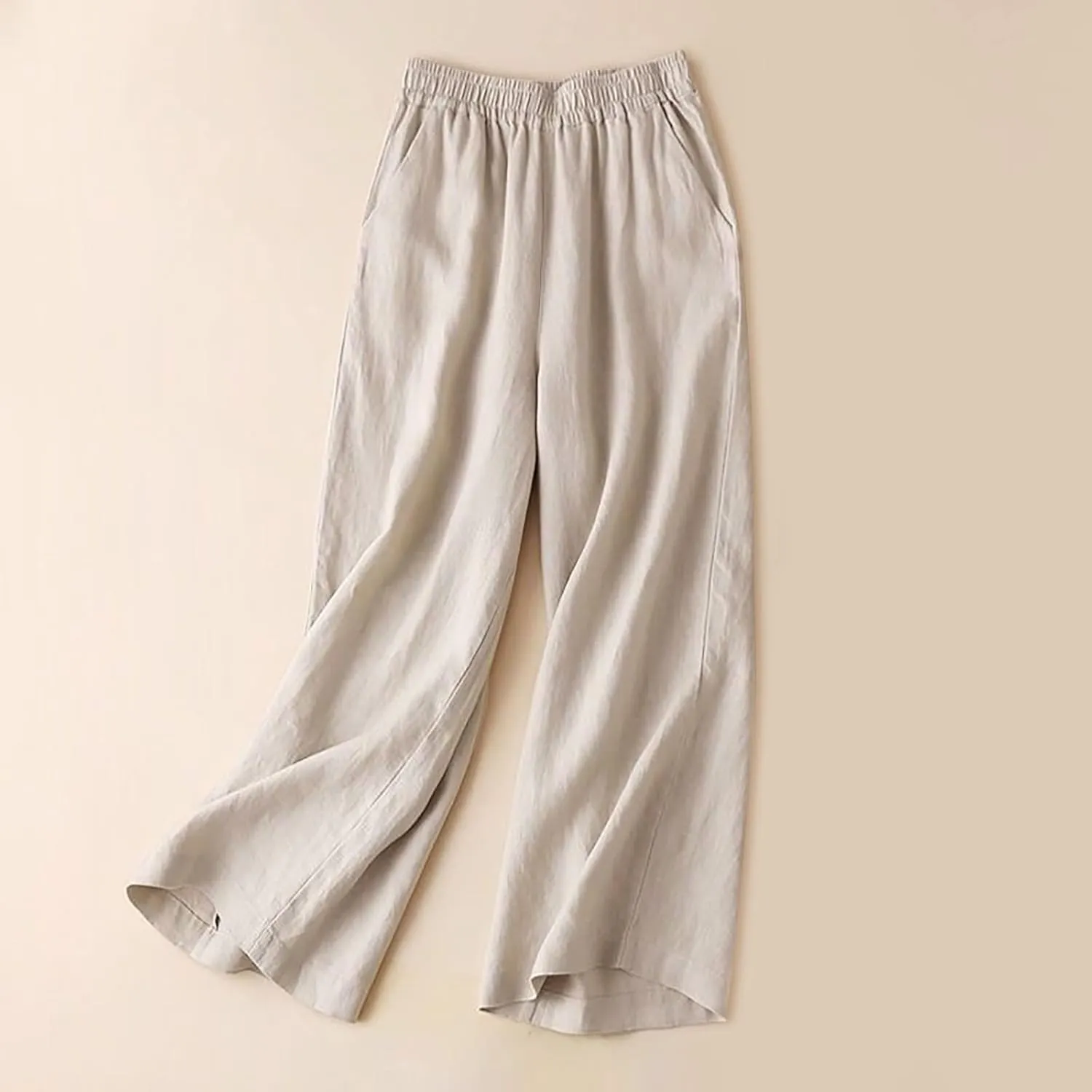 Women's Lounge Pants,Women's Linen Blend Pants High Waist Draped Wide Leg Casual Trousers