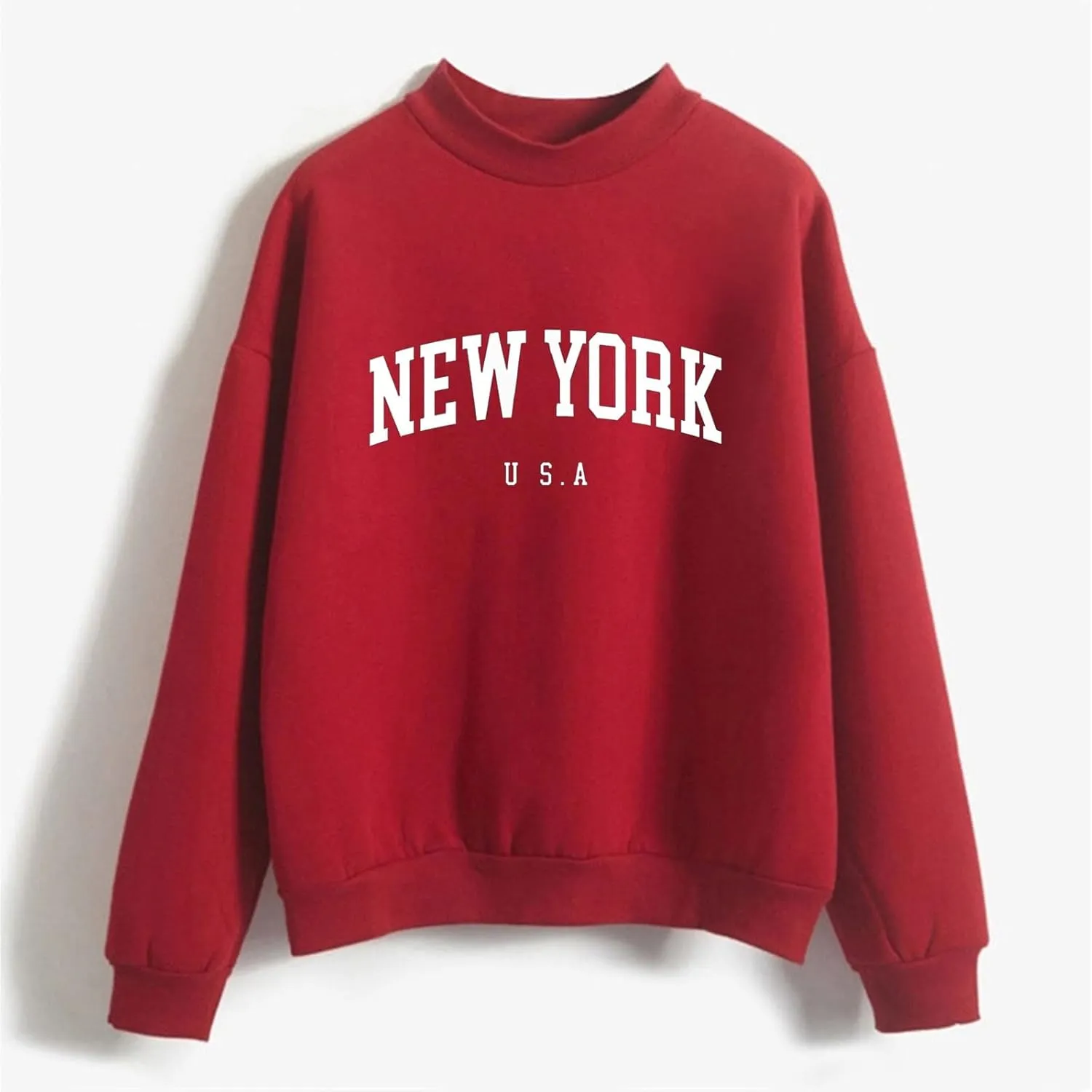 Womens New York Sweatshirt Round Neck Letter Graphic Cute Sweatshirt Oversized Casual Hoodie Teen Girls Fall Y2K Clothes