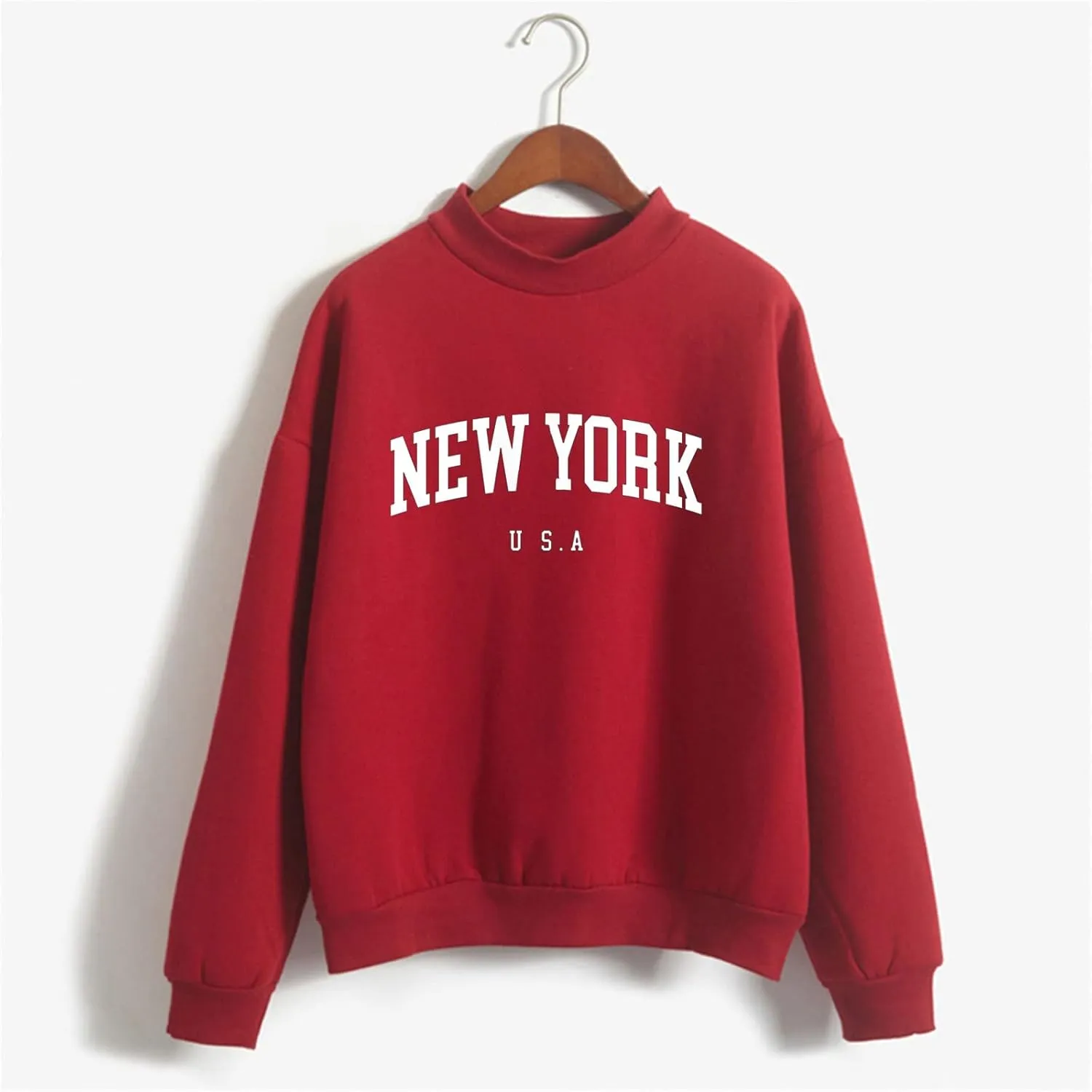 Womens New York Sweatshirt Round Neck Letter Graphic Cute Sweatshirt Oversized Casual Hoodie Teen Girls Fall Y2K Clothes