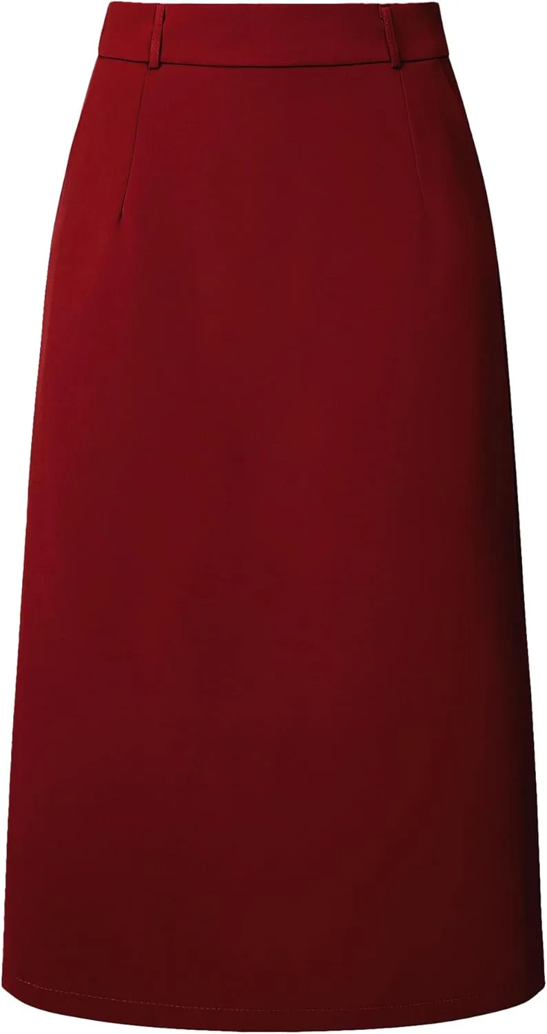 Women's Pencil Skirt High Waist Split Back Work Midi Skirts