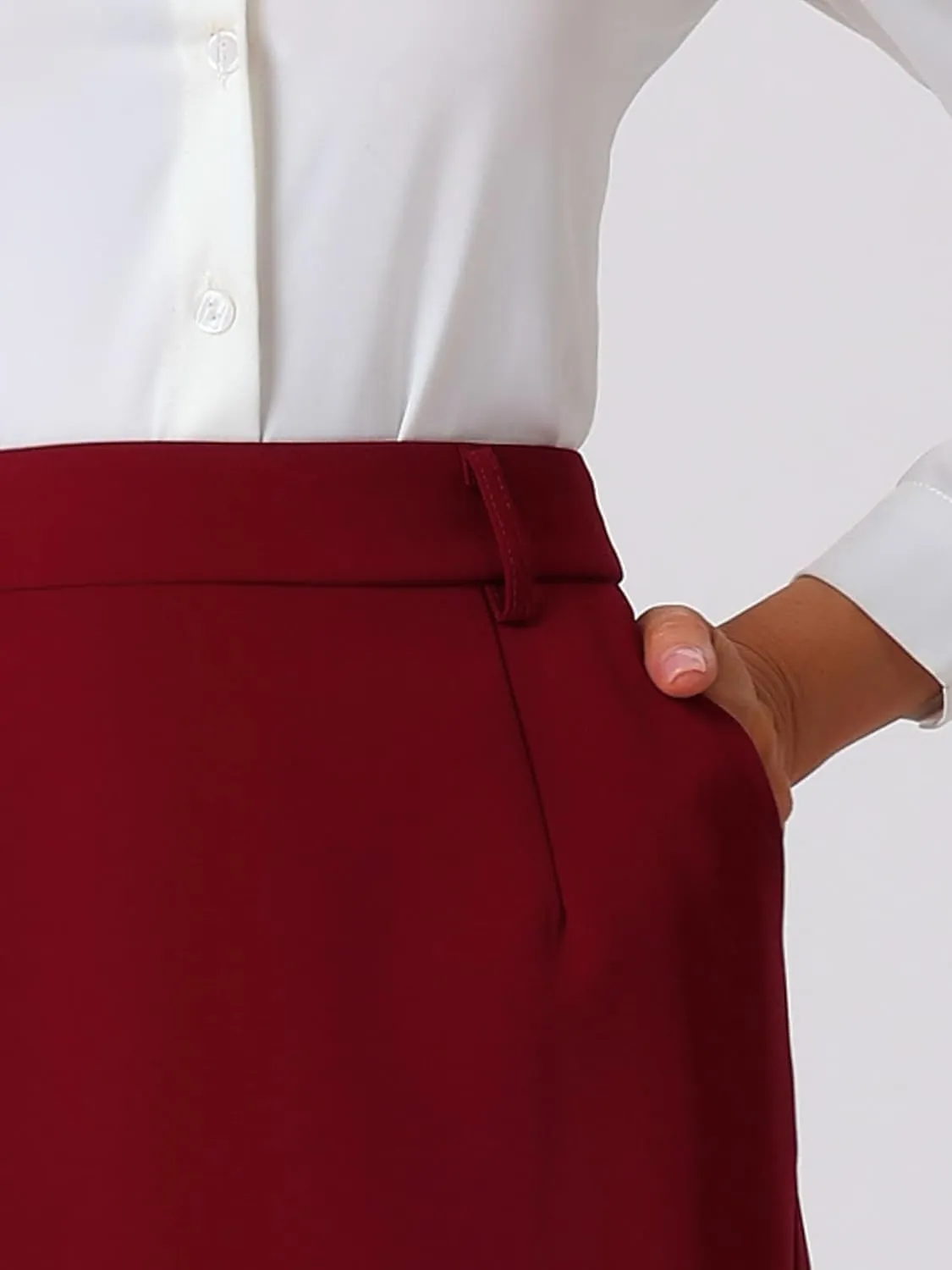 Women's Pencil Skirt High Waist Split Back Work Midi Skirts