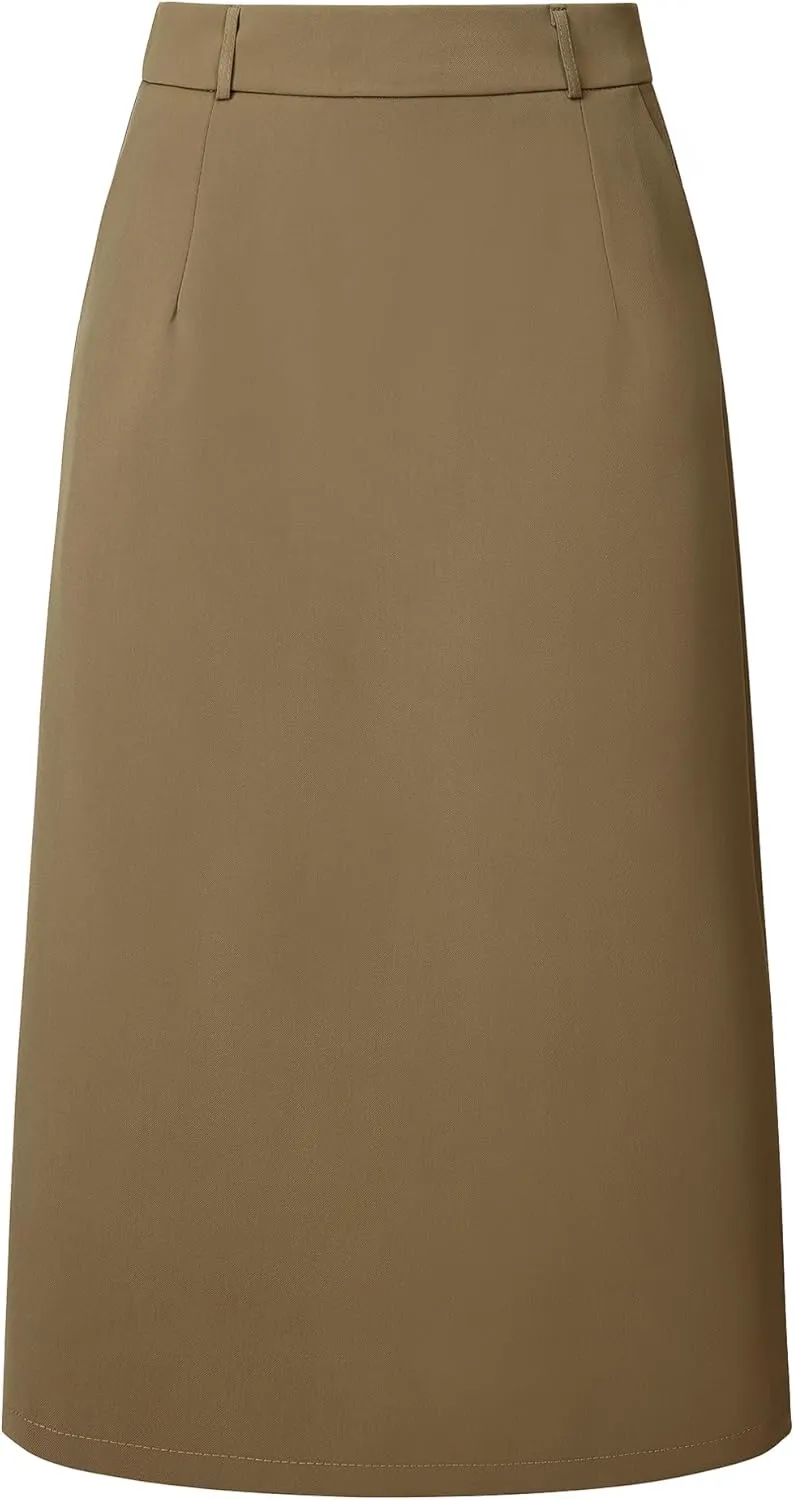 Women's Pencil Skirt High Waist Split Back Work Midi Skirts