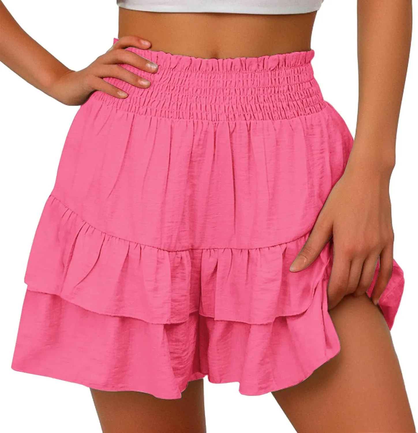 Womens Skorts Summer Casual Boho Flowy Skirt Shorts High Waist Mini Skirts Ruffle Tiered Golf Tennis Y2K Clothes