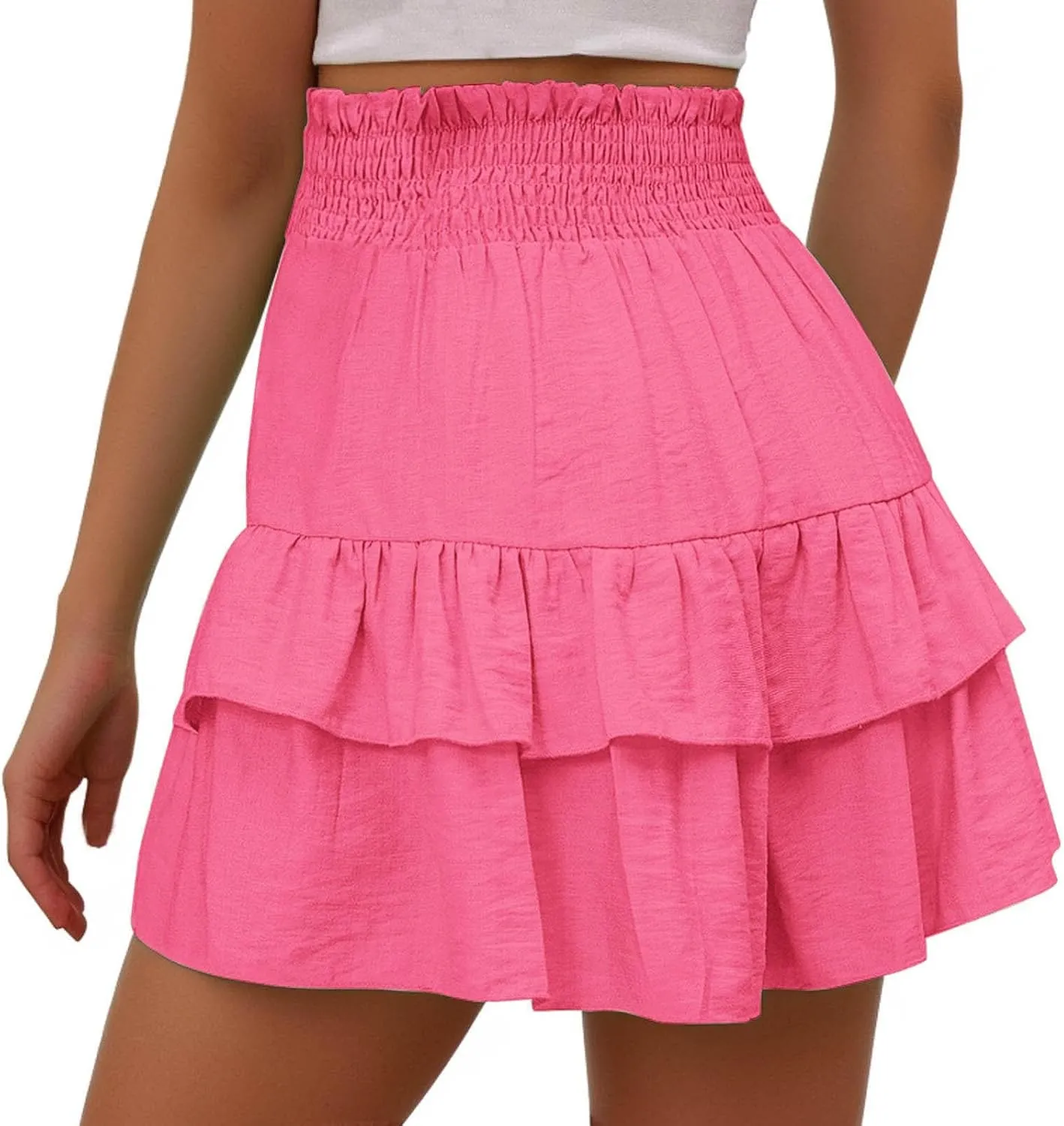 Womens Skorts Summer Casual Boho Flowy Skirt Shorts High Waist Mini Skirts Ruffle Tiered Golf Tennis Y2K Clothes