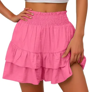 Womens Skorts Summer Casual Boho Flowy Skirt Shorts High Waist Mini Skirts Ruffle Tiered Golf Tennis Y2K Clothes