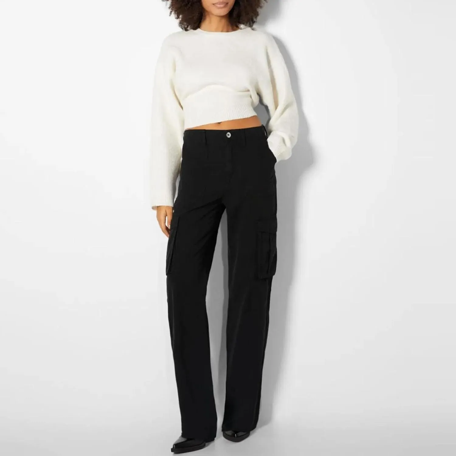 Womens Wide Leg Sweatpants Winter Streetwear Outfits Thermal with Pockets Elastic Waist Fleece Lined