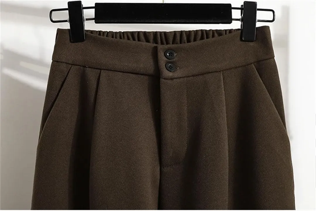 Women's Winter Ankle-Length Pants Simple Style All-Match Ladies High Waist Harem Pants