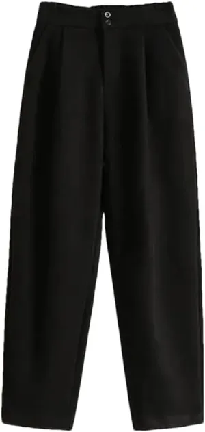 Women's Winter Ankle-Length Pants Simple Style All-Match Ladies High Waist Harem Pants