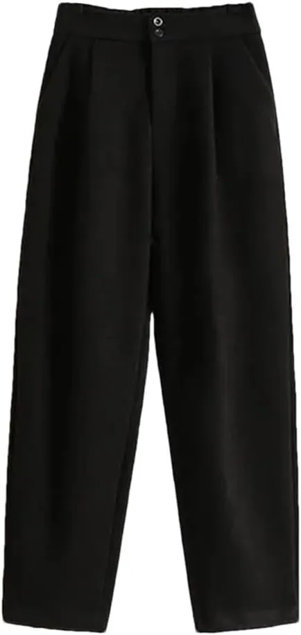 Women's Winter Ankle-Length Pants Simple Style All-Match Ladies High Waist Harem Pants