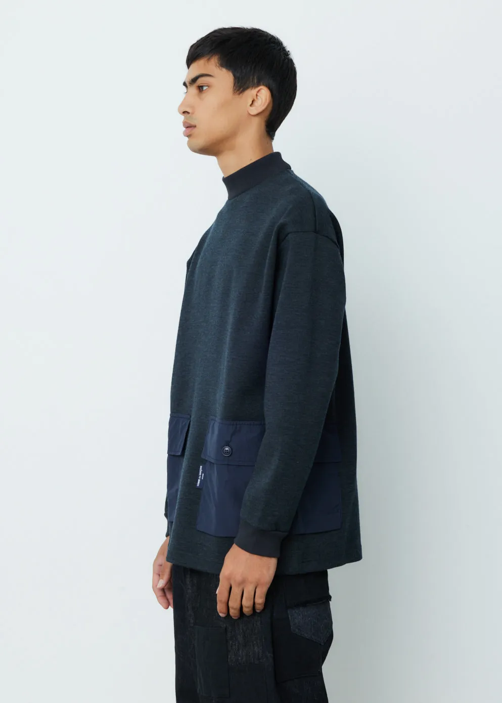 Wool Ponte x Cotton Nylon Tussah Pullover