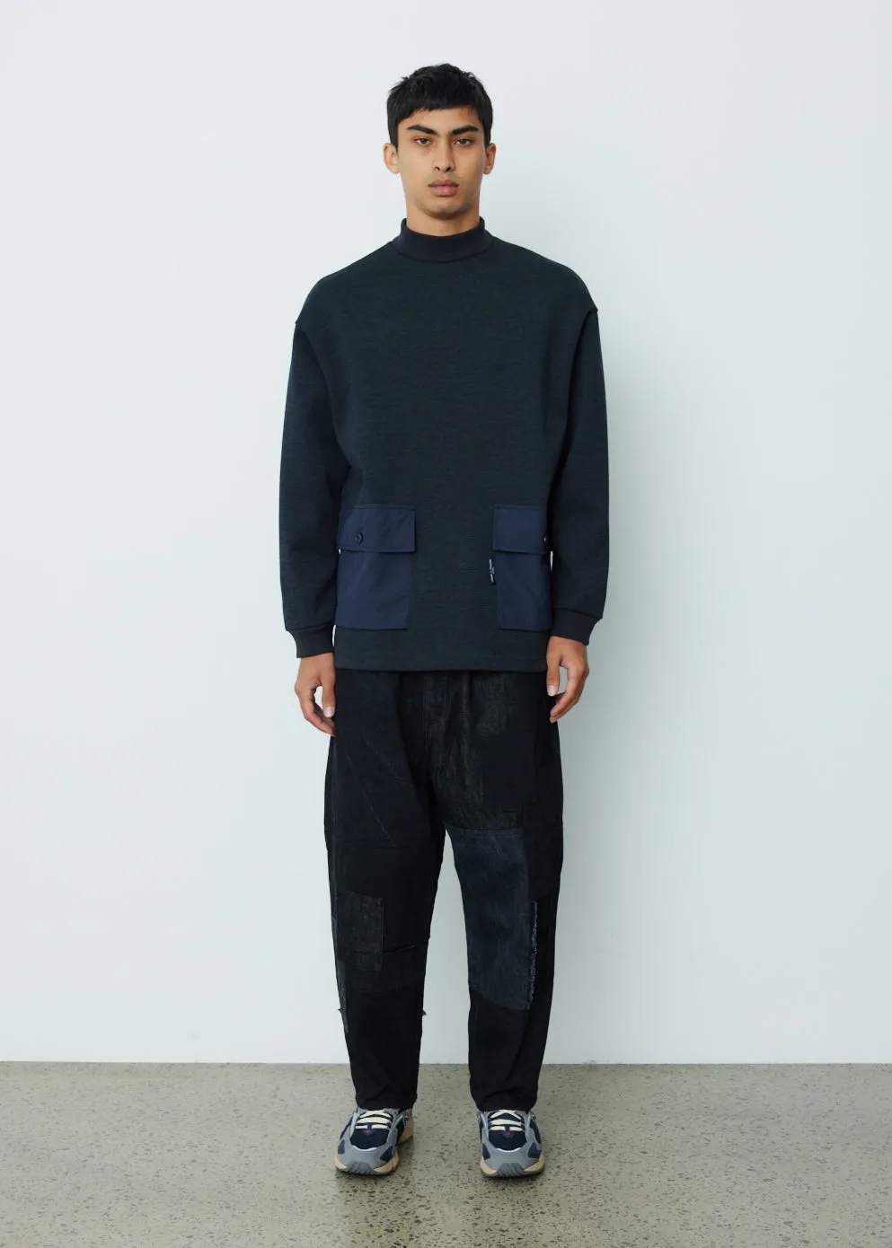 Wool Ponte x Cotton Nylon Tussah Pullover