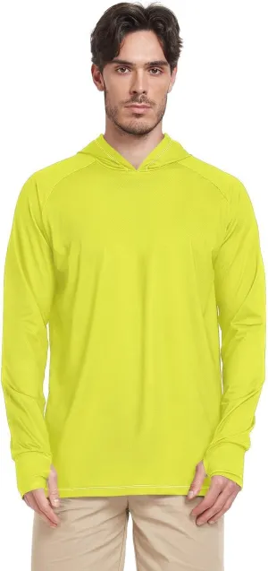 Yellowish Green Sun Shirt Hoodie For Men Long Sleeve UPF 50   Sun Shirt With Hood Quick Dry Rash Guard Shirts For Men Beach Hoodies camisas para el sol